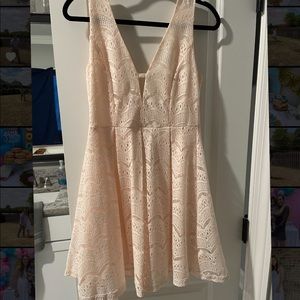 Light pink lace keyhole dress